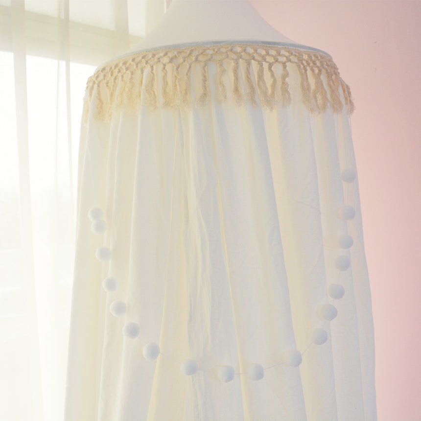 All 4 Kids Tulip Nursery Canopy with Tassel - White