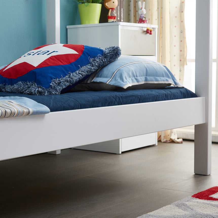 ALL 4 KIDS Layla White Wooden House Single Bed with Under Bed Storage