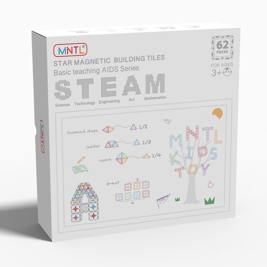 MNTL Classic Basic Teaching Aids Magnetic Tile Set 62 Pcs