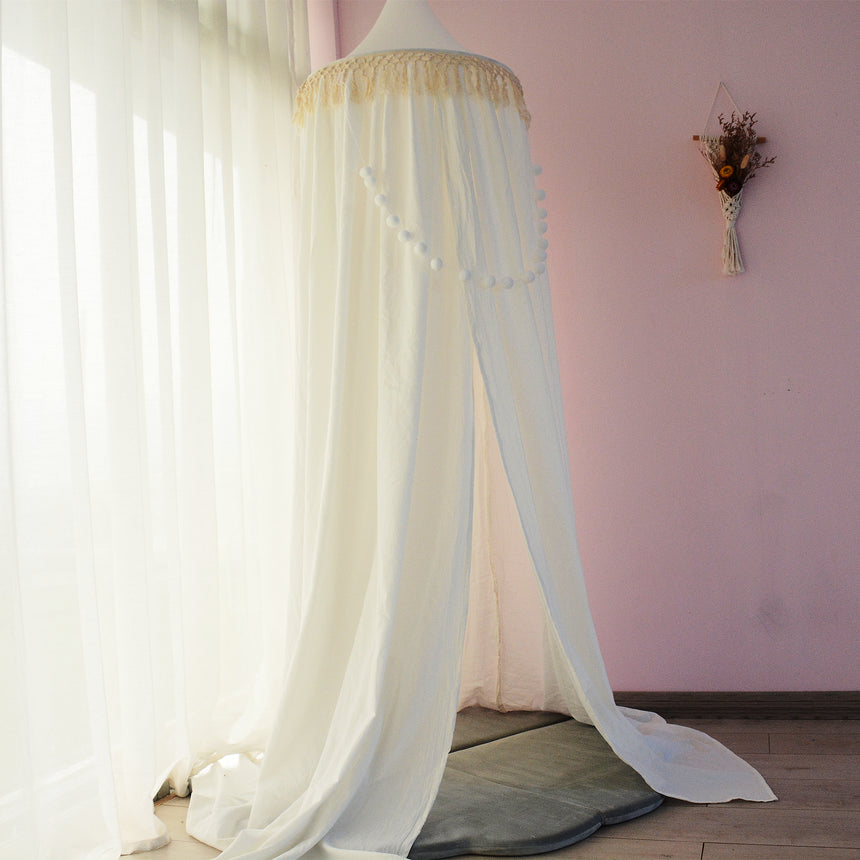 All 4 Kids Tulip Nursery Canopy with Tassel - White