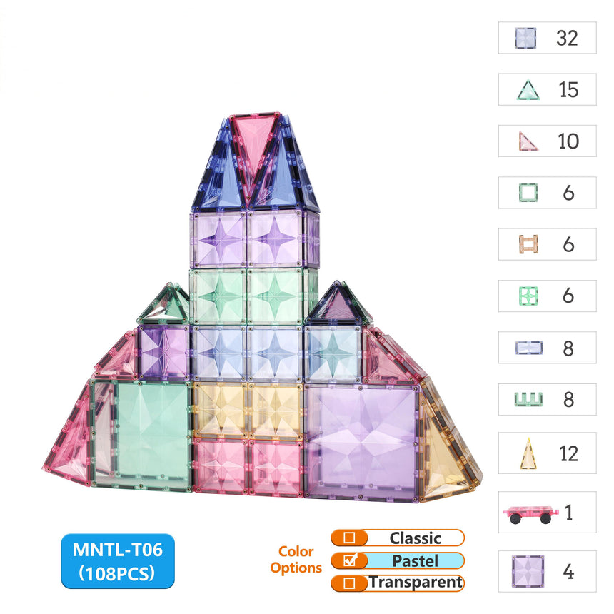 MNTL Pastal Magnetic Tile 108 Pcs