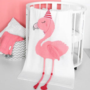 All 4 Kids Soft Cotton flamingo Pattern Knitted Throw Blanket