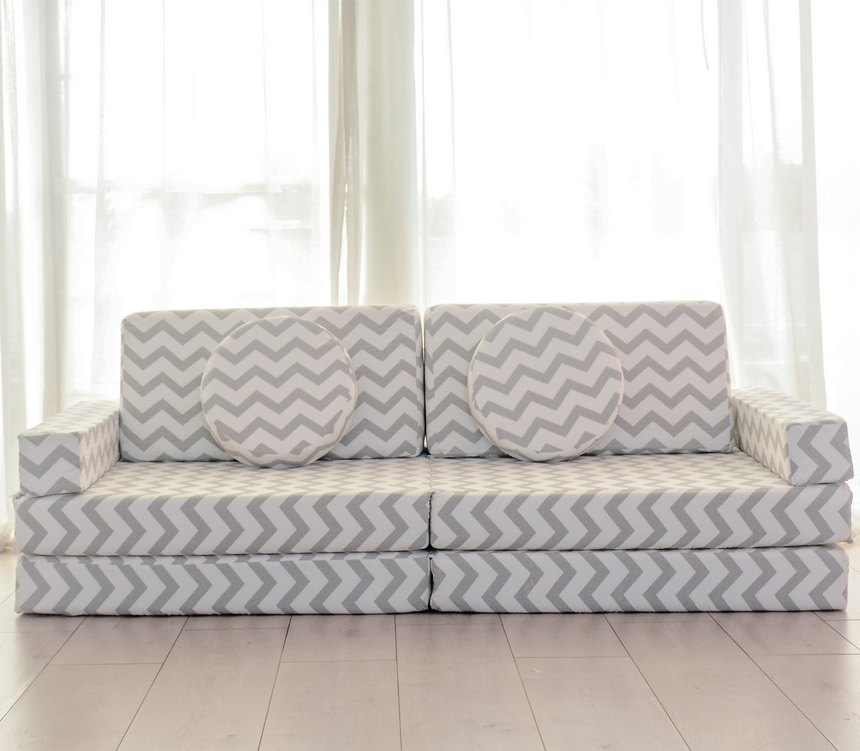 All 4 Kids Roman 10 PCS Play Couch with Farbic Cover - Chevron