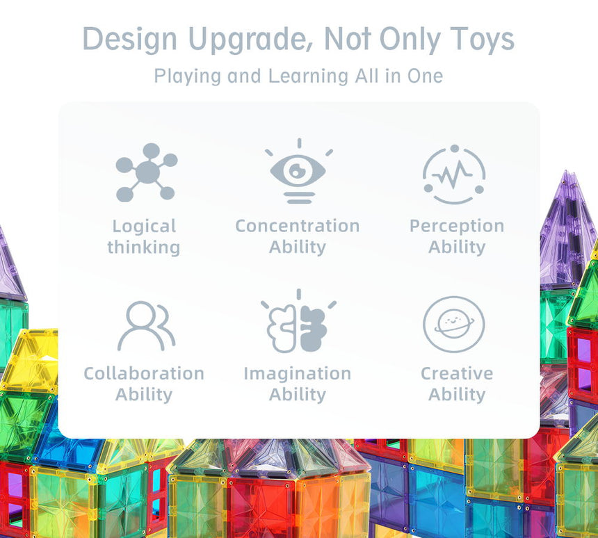 MNTL Classic Basic Teaching Aids Magnetic Tile Set 62 Pcs