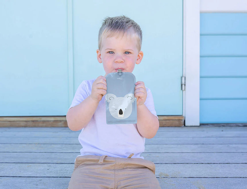 Cherub Baby On The Go Reusable Food Pouch150ml Animal 10pk