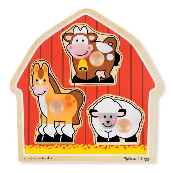 Melissa & Doug Barn Animals Knob Puzzle 3 Piece