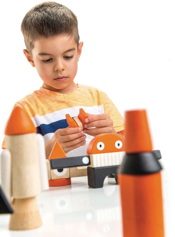 Tender Leaf Toys 12 pc Wooden Galaxy Magblocks Set