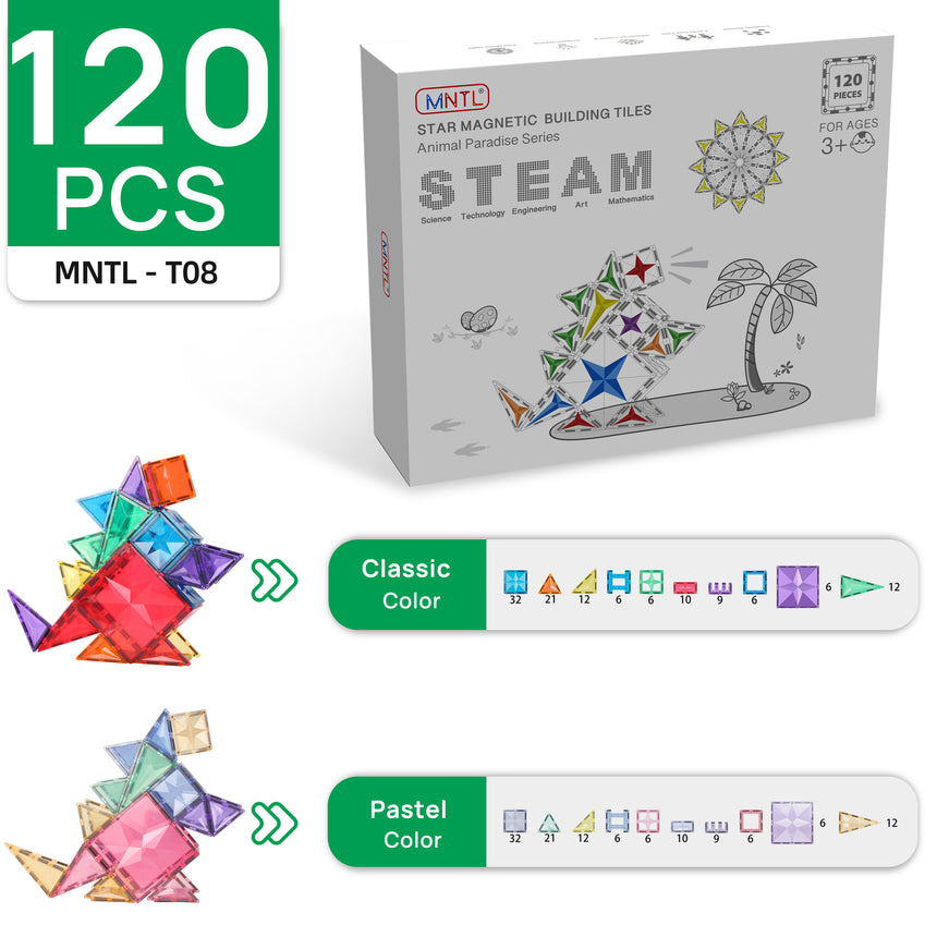 MNTL Classic Star Magnetic Tile 120 Pcs Set