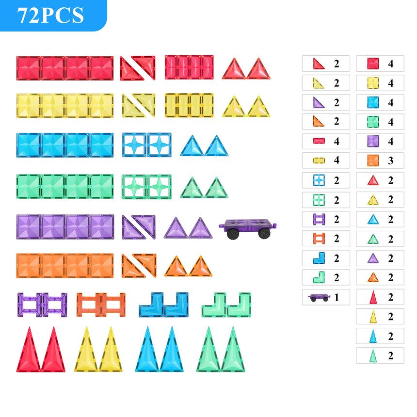 MNTL Classic Road Trip Magnetic Tile Set 72 Pcs