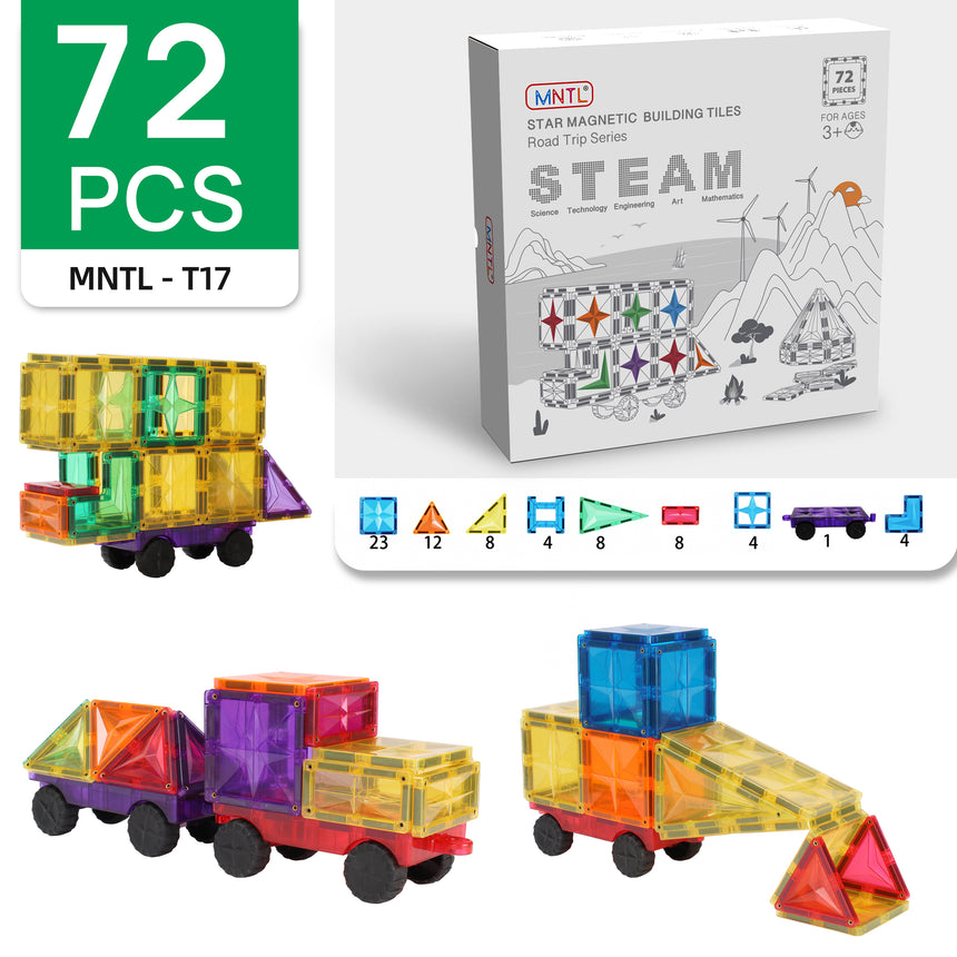 MNTL Classic Road Trip Magnetic Tile Set 72 Pcs