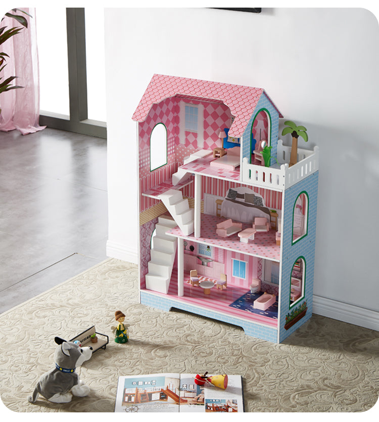 ALL 4 KIDS 3 Level Quinn Dollhouse with Furniture
