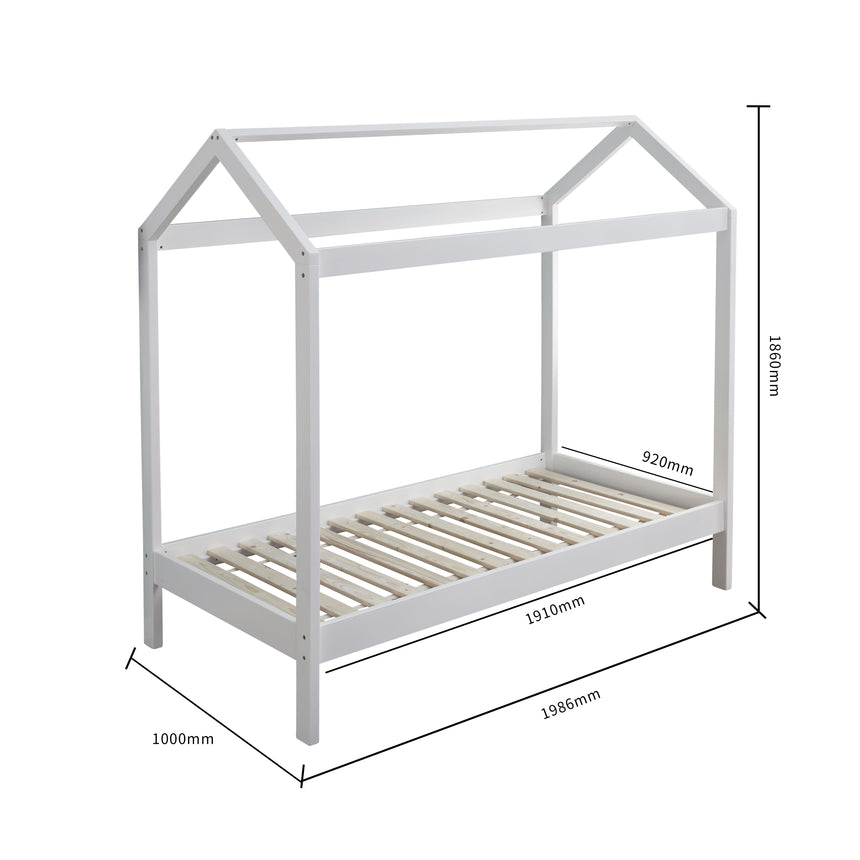 ALL 4 KIDS Layla White Wooden House Single Bed with Under Bed Storage