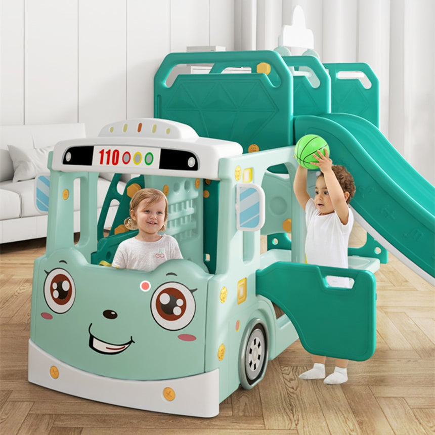 ALL 4 KIDS Lucas  Baby Slider and Swing Play Center with Bus - White