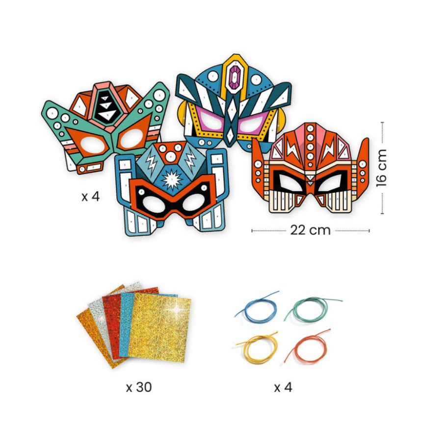 Djeco Do It Yourself Super Robots Masks (Metallic Stickers)