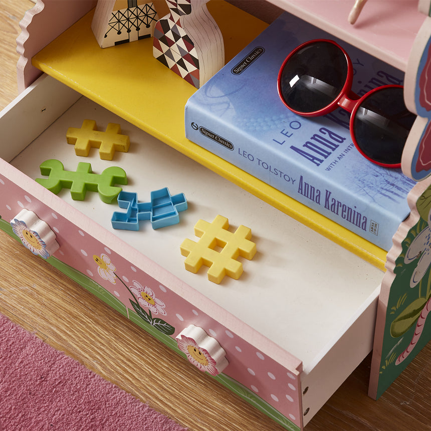 ALL 4 KIDS Olivia the Fairy Girls Hand Painted 3 Tier Flower Bookcase with Drawers